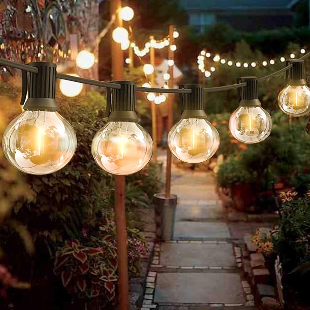 Epicflare LED String Lights Outdoor, Waterproof String Light Mains Powered, 25ft Garden Festoon Light Outdoor with 20 2700K Plastic Bulbs for Outside Decoration Pergola Veranda Patio Party Balcony