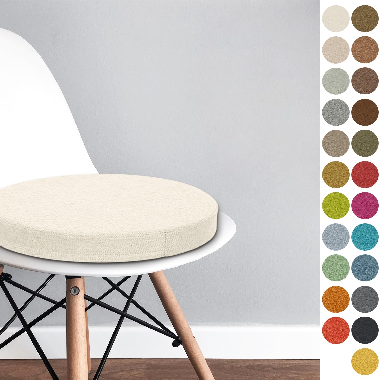 Round Chair Pad 45x45x8 CM Bistro Circular Chair Cushion Garden Kitchen Dining Chair Seat Cushion Memory Foam Chair Seat Pad,Color#1 beige — image 1