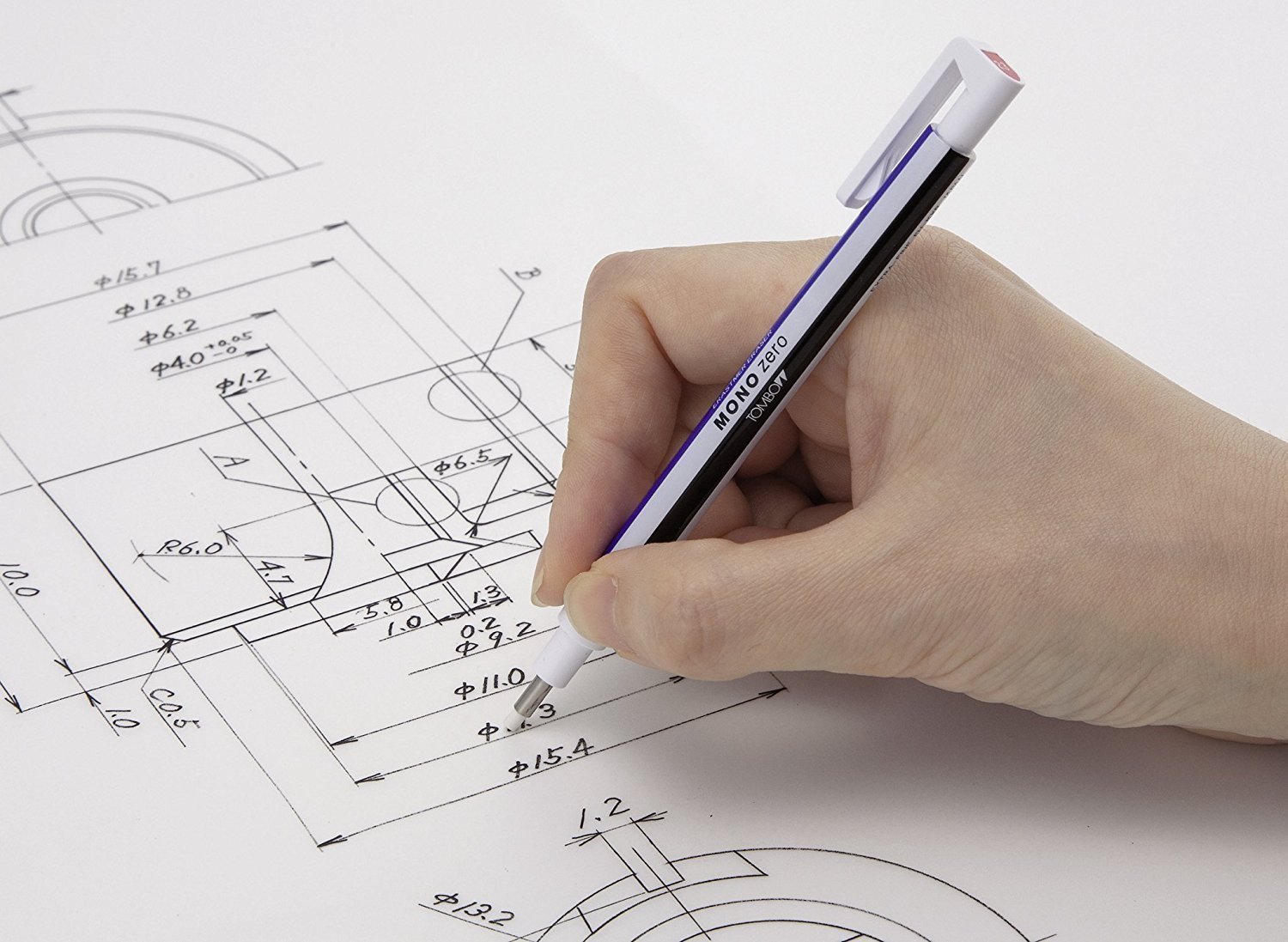 Tombow Präzisionsradierer Mono Zero - Puntas redondas recargables de 2,3 mm de diámetro