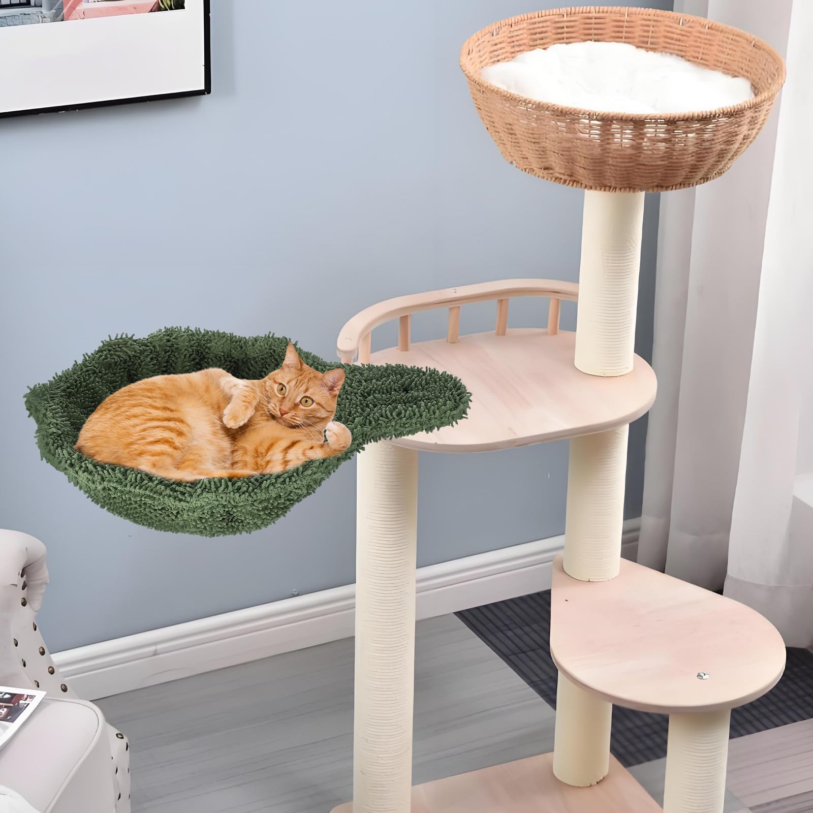 Veemoon Amaca Sospesa per Gatti da Interno Letto Sostitutivo per Albero per Gatti Confortevole e Sicuro Accessorio Fai da Te per Amaca Tiragraffi Letto Morbido
