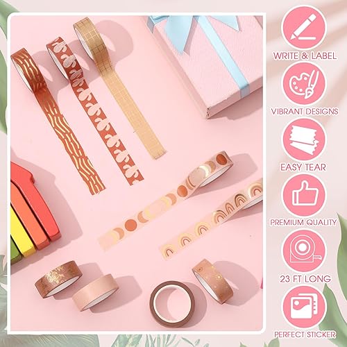 Miniatura 3 de Henoyso Juego de 16 rollos de cinta washi en colores pastel, 0.591 in de ancho, 23.0 ft de largo, cinta adhesiva bonita a granel para artes,