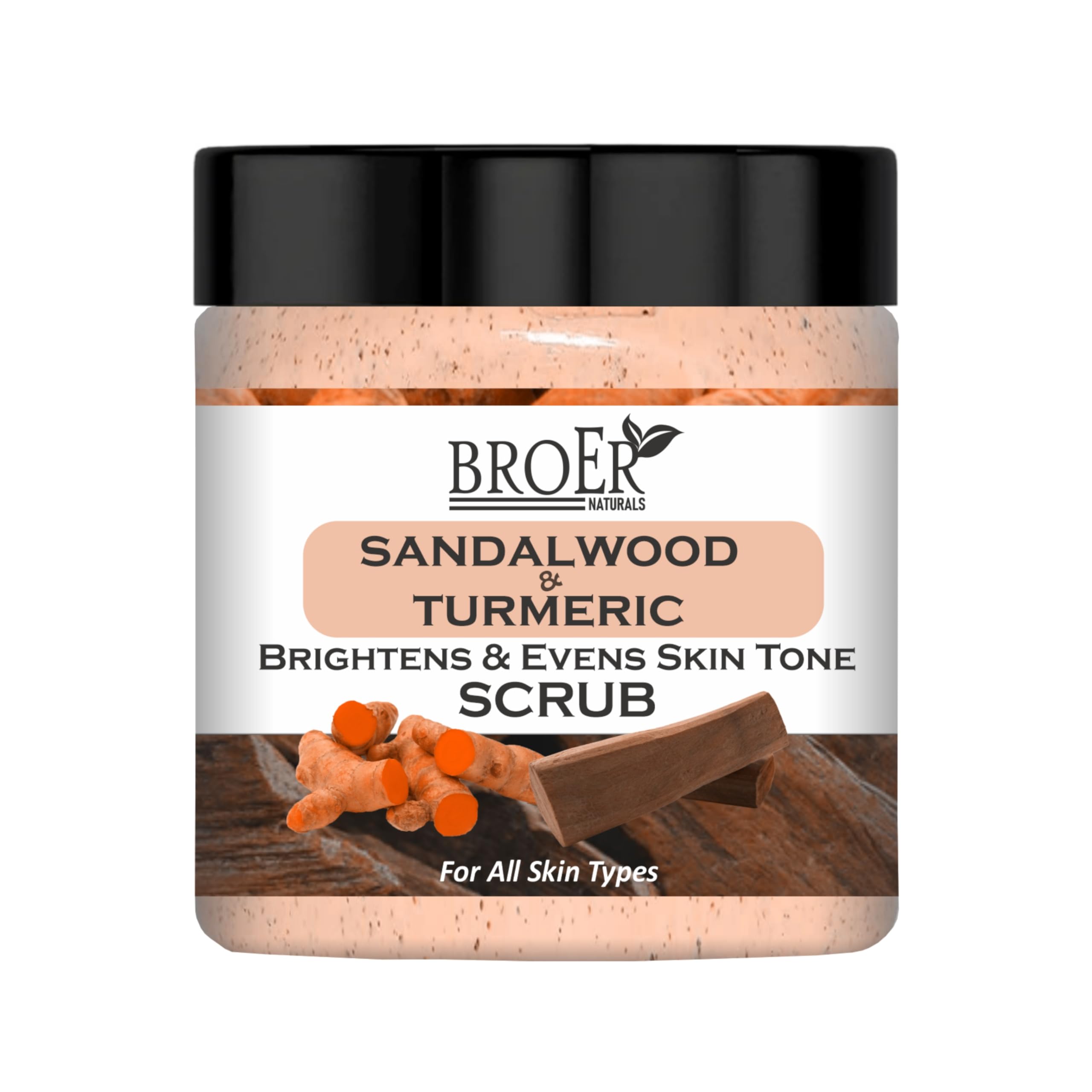 broer chemicals BROER Naturals Sandalwood & Turmeric Face & Body Scrub for Glowing Skin, Tan Removal & Oil Control | Natural Exfoliator for Men & Women | Paraben-Free, Sulphate-Free – 100g-picture-34