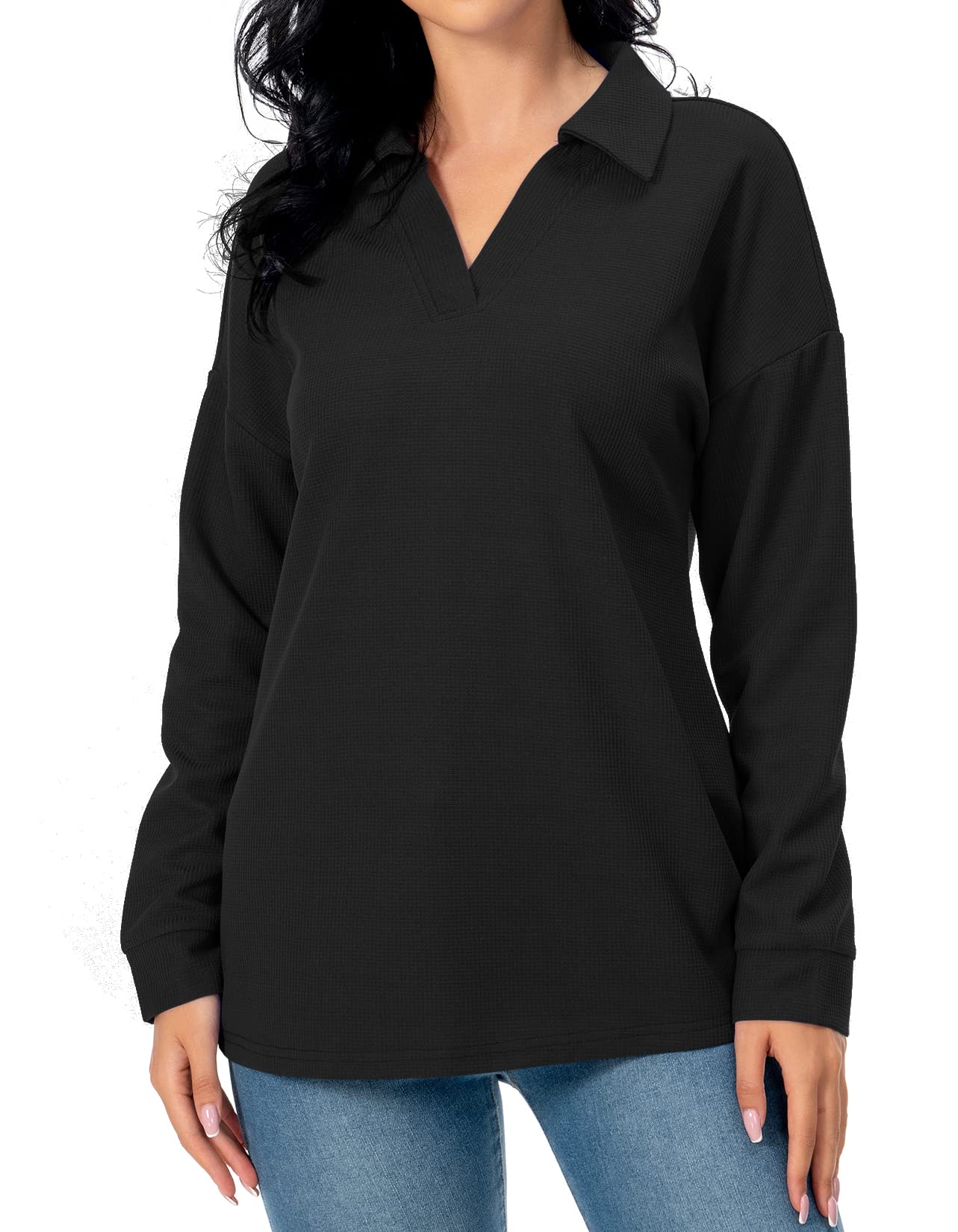Aemi + Co Tied Collared Neck Long Sleeve Top