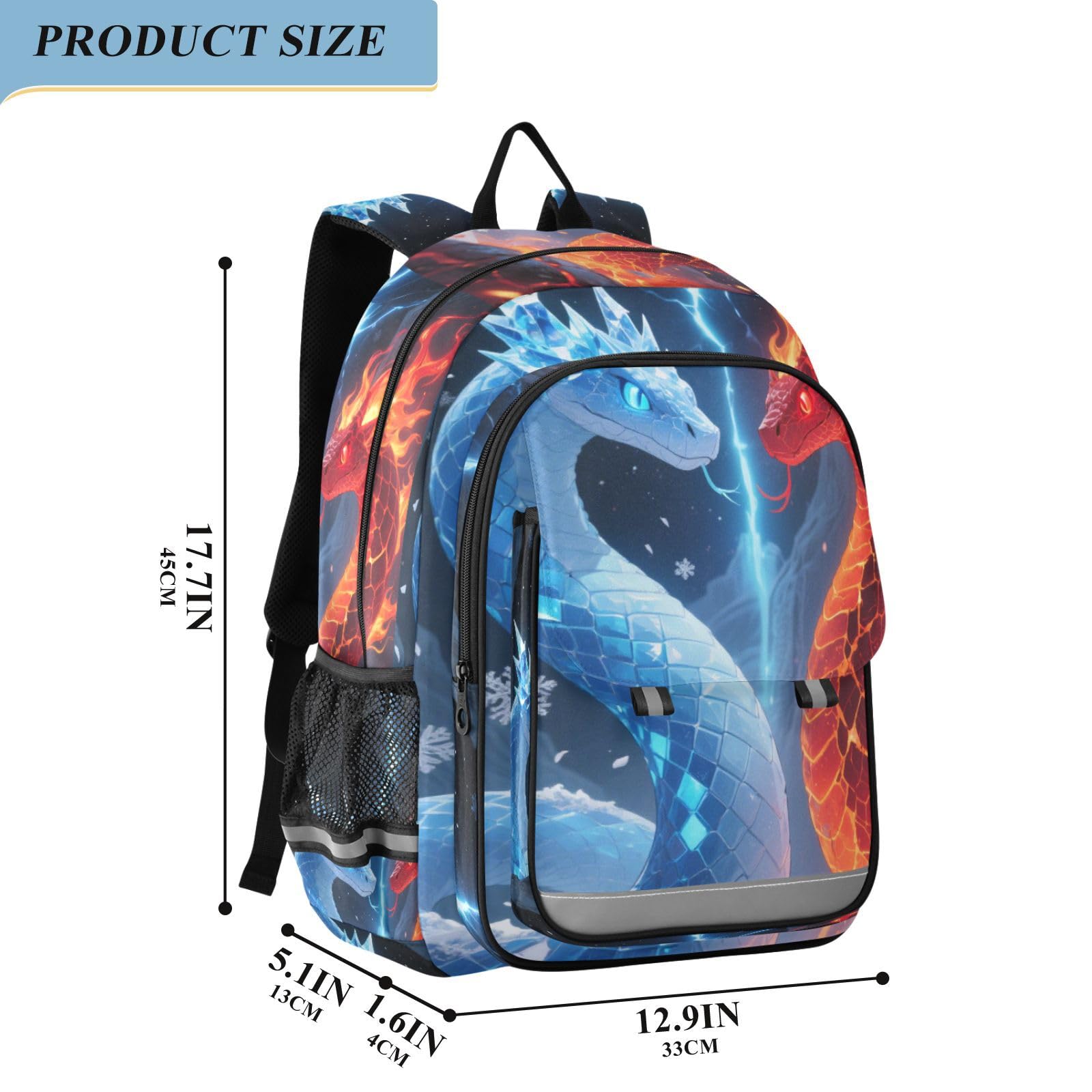 plecaki dziecięce 8-12: lekkie torby na książki dla dziecka w różnych kolorach - Cool Blue Red Snake