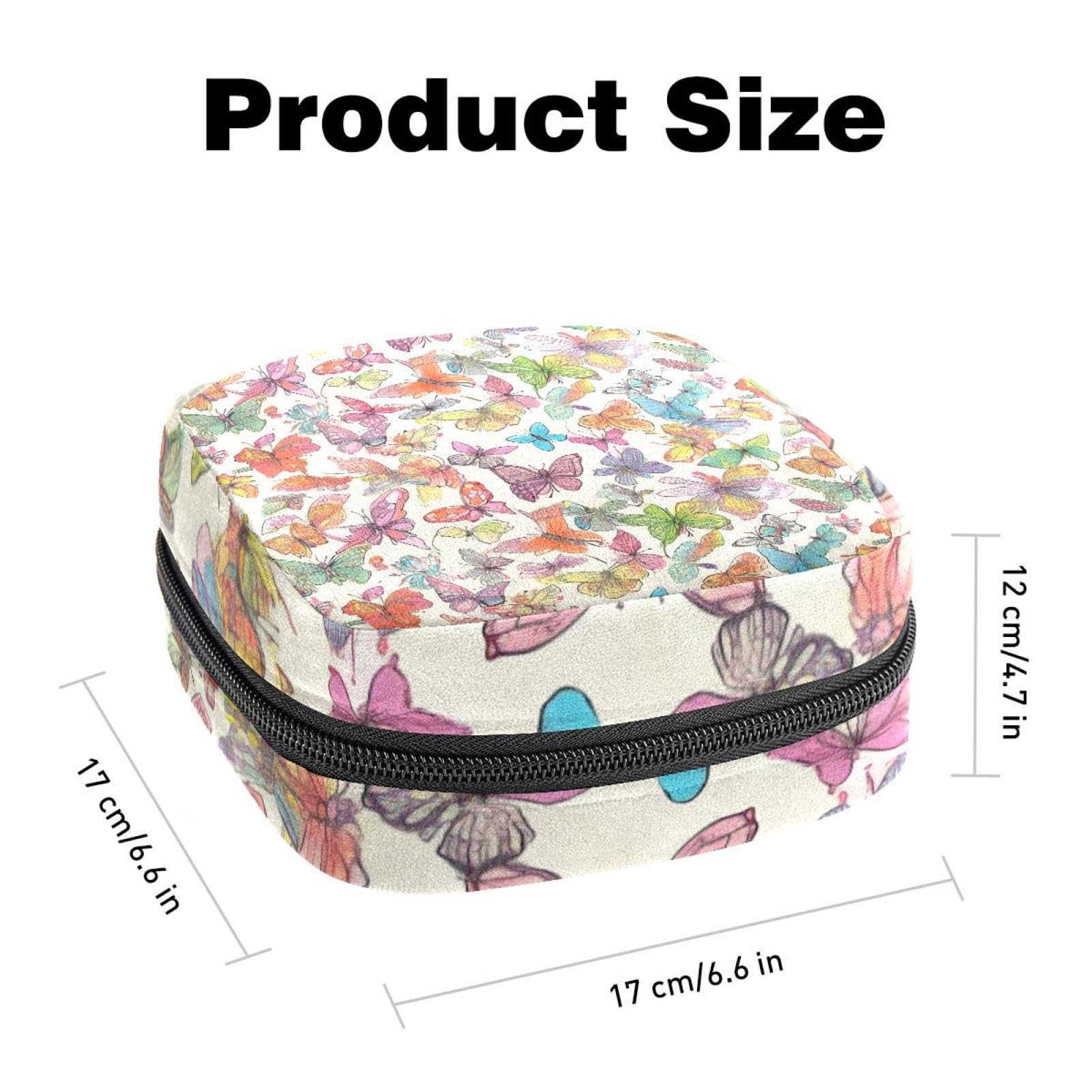 Sanitary Pads Bags, Flying Various Butterflies Menstrual Cup Pouch Nursing Pad Holder, First Period Kit Bags for Teen Girls Women Ladies