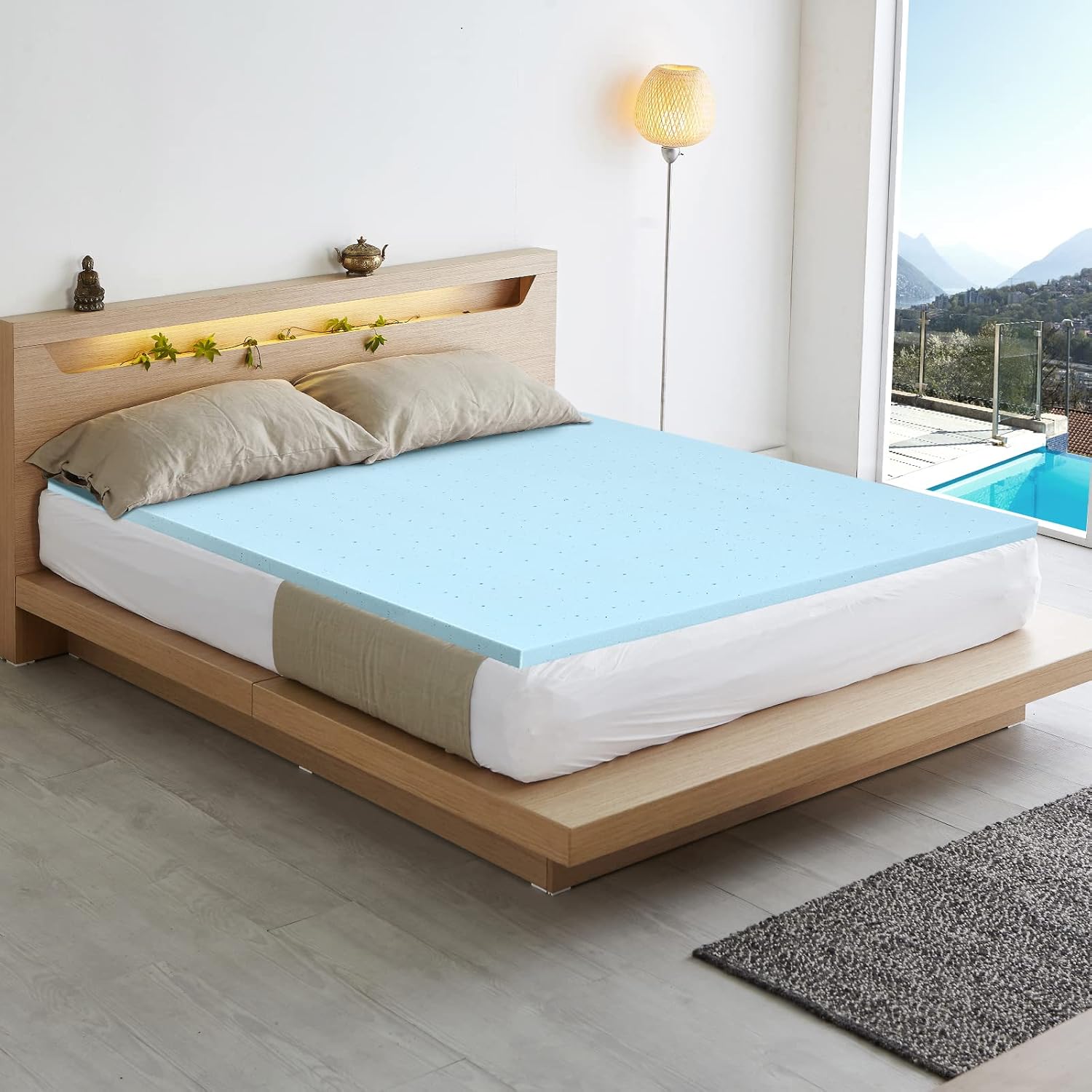 KOMFOTT King Size Mattress Topper, 4-Inch Cooling Gel Memory Foam King Bed Mattress Topper for Pressure Relief