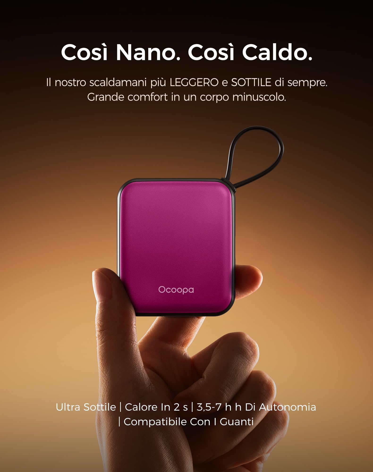 OCOOPA Scaldamani Elettrico 2 Pezzi, Portatile Scalda Mani USB Ricaricabile 4000mAh, 3 Livelli fino a 52°C, Utile Regalo di Natale, Ideale per Sci Invernale, Viaggi e Attività all’Aria Aperta,UT5 Nano