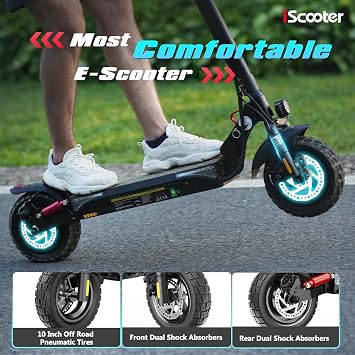 iScooter iX3/iX4 Electric Scooter, Off Road Tires, 800W Motor E-Scooter Up to 25/28 Miles Range,Top Speed 25/28 MPH, Adjustable Handlebar Height,Folding Commuting Electric Scooter for Adults