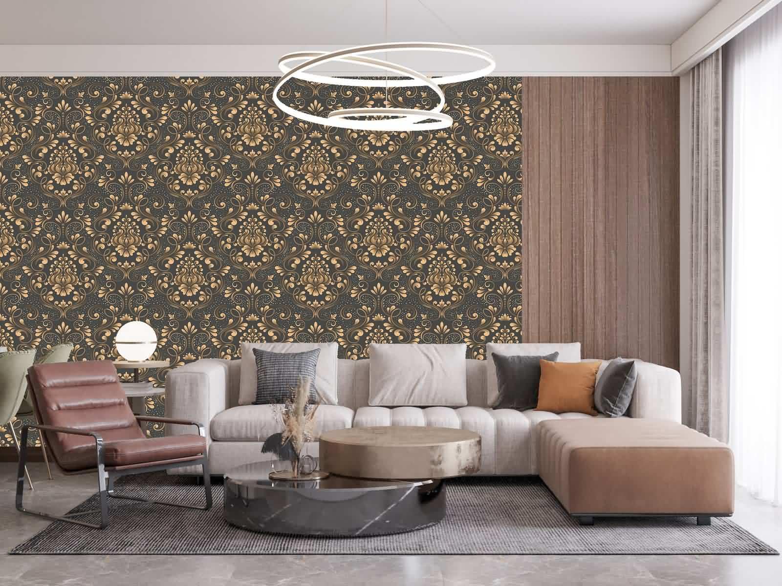 Papel pintado para sala de estar, impermeable, dorado, 45 x 1200 cm