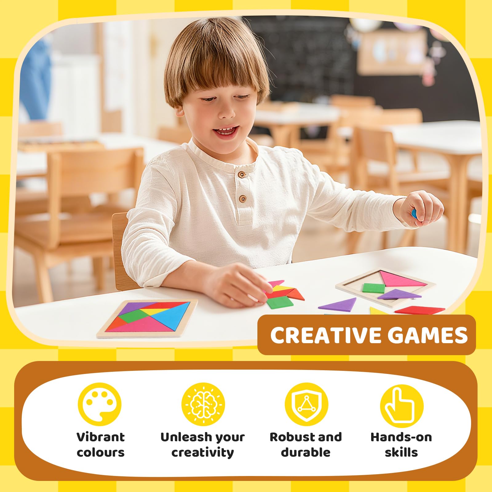 16 Gioco Tangram in legno per bambini, Tangram Jigsaw Puzzle in Legno, Divertenti Giocattoli Educativi Rompicapo di Apprendimento