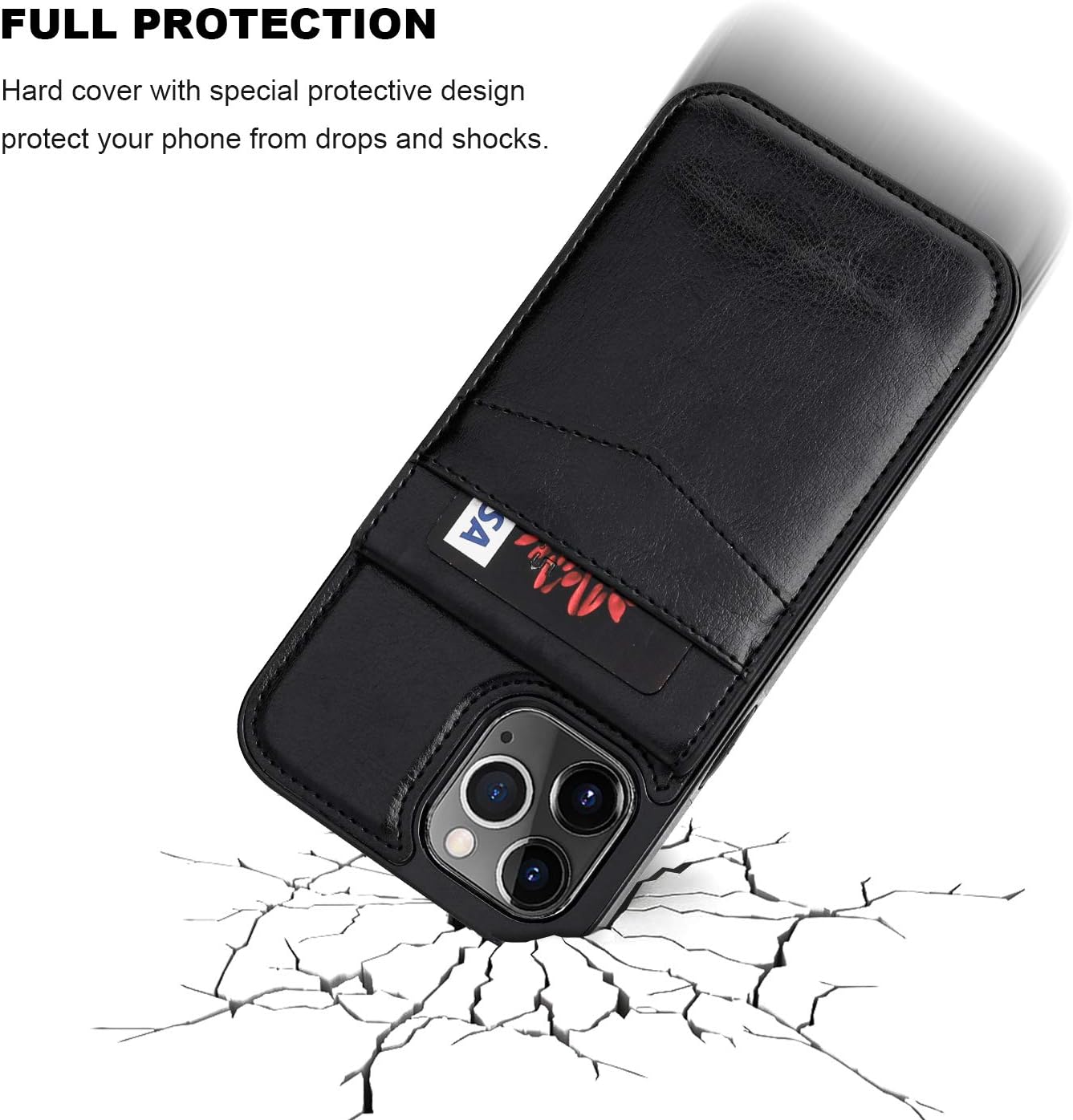 KIHUWEY Compatible with iPhone 12 Pro Max Case Wallet with Credit Card Holder, Premium Leather Magnetic Clasp Kickstand Heavy Duty Protective Cover for iPhone 12 Pro Max 6.7 Inch(Black) - Image 6