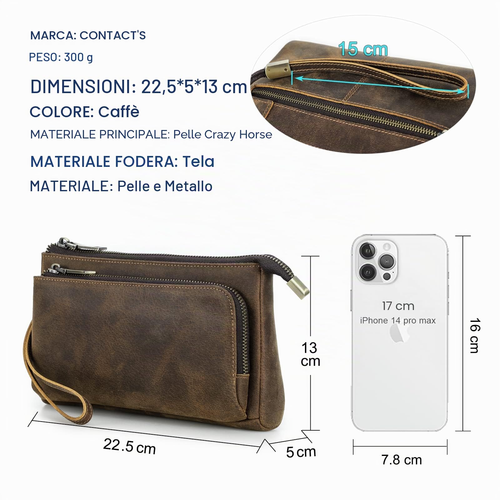 CONTACT'S FAMILY Borsa Organizer Elettronica, Accessori Tecnologici, Borsa Organizer per Cavi da Viaggio (Caffè)