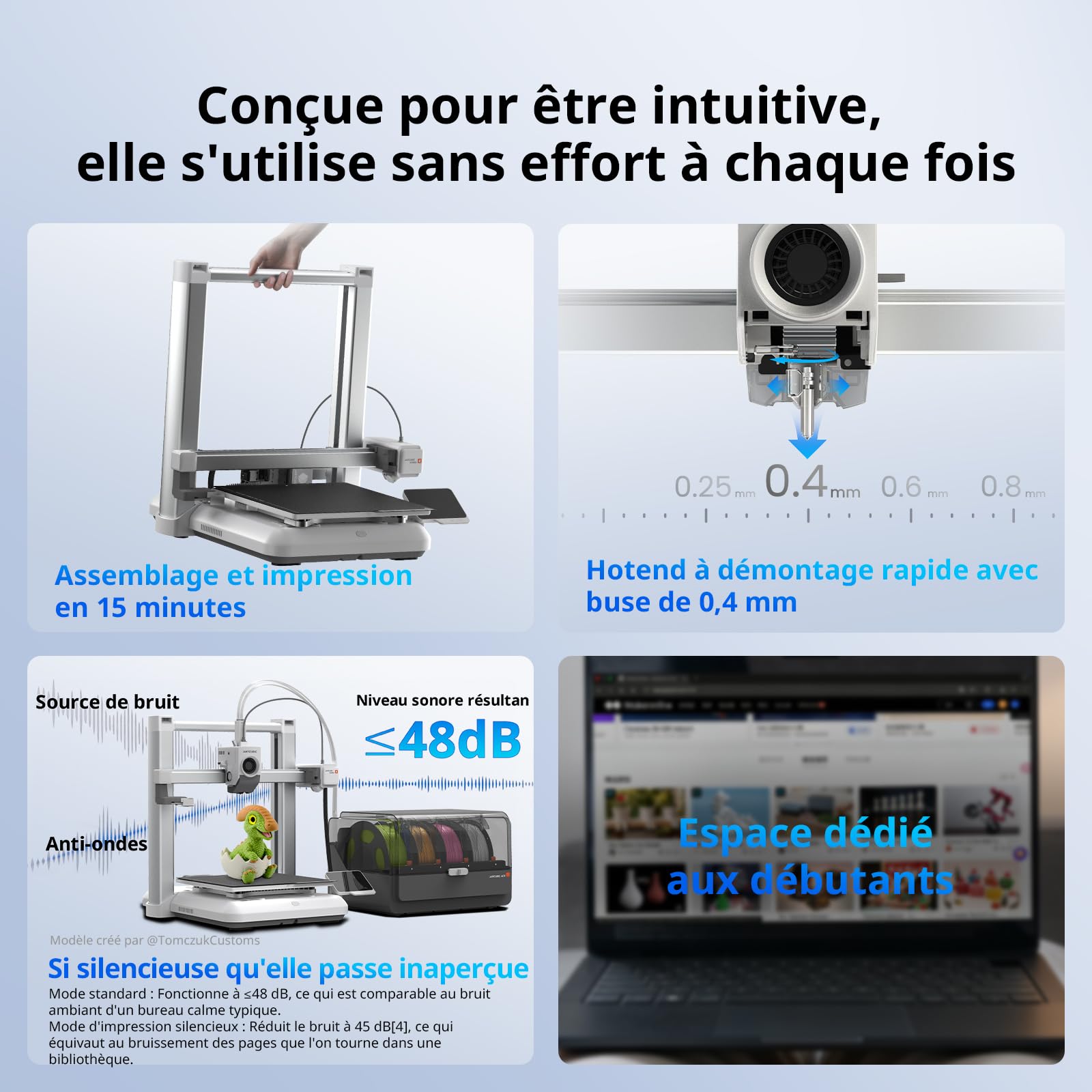 Anycubic Kobra 4 Combo Imprimante 3D Multicolore, Facile pour Les débutants