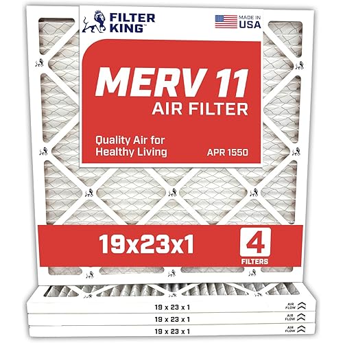 Filter King 19x23x1 Air Filter | 4-PACK | MERV 11 HVAC Pleated A/C Furnace Filters | MADE IN USA | Actual Size: 19 x 23 x .75"