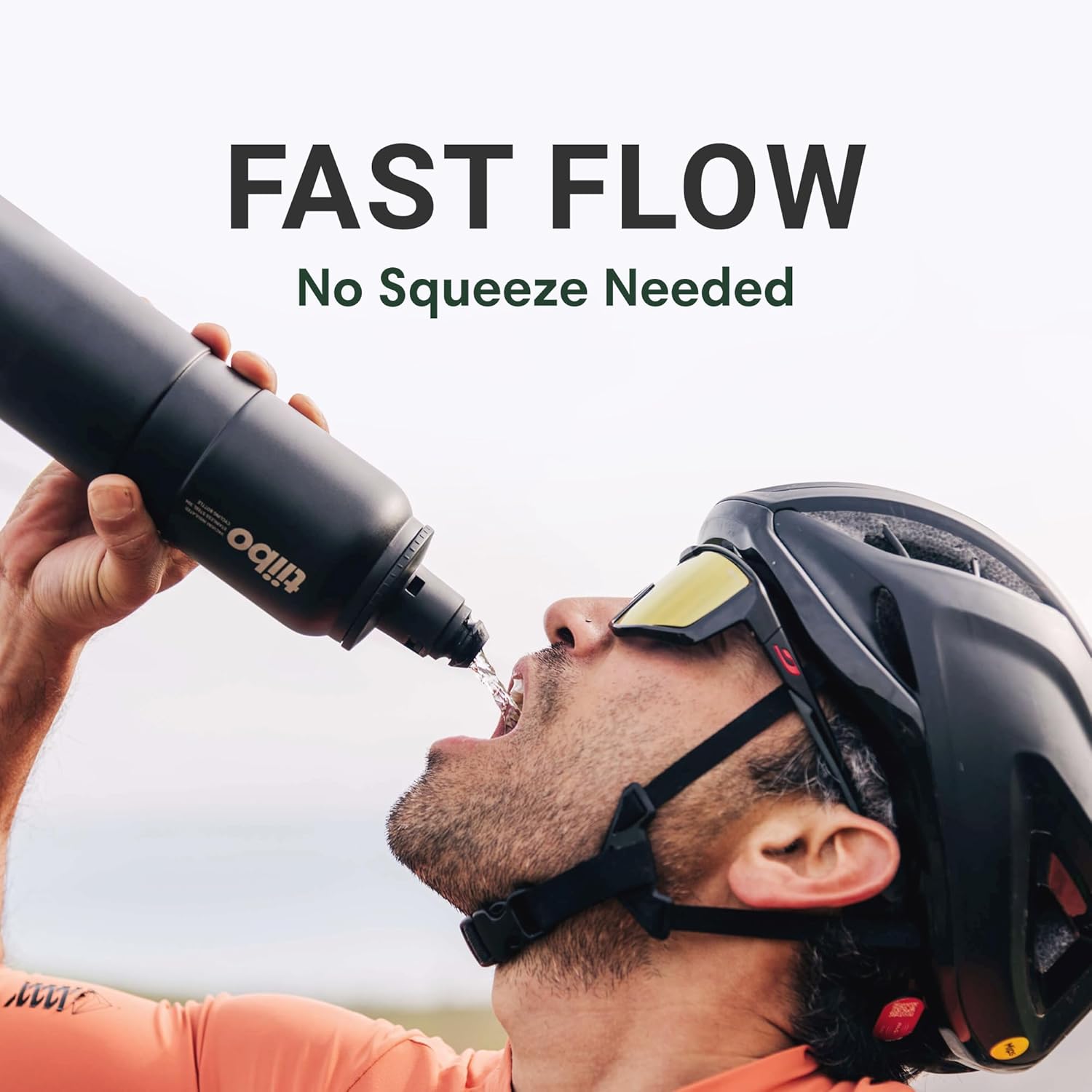 tiibo Vacuum Insulated Stainless Steel Bike Water Bottle, Double Wall, No-Squeeze, Fast Flow Sport Nozzle, Designed for Cycling, Biking, Fitness & Sports, Fits Most Bike Cages (Black, 23OZ) - Image 3