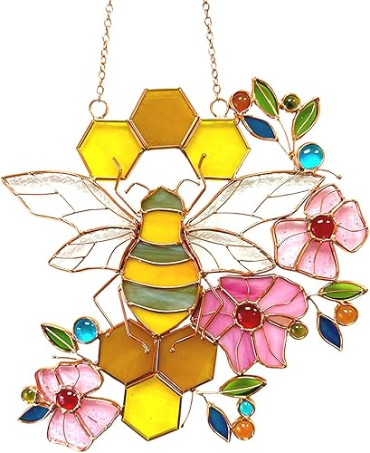 Adorno de abeja, atrapasoles de vidrieras para ventanas, regalos para madres de Beelovers