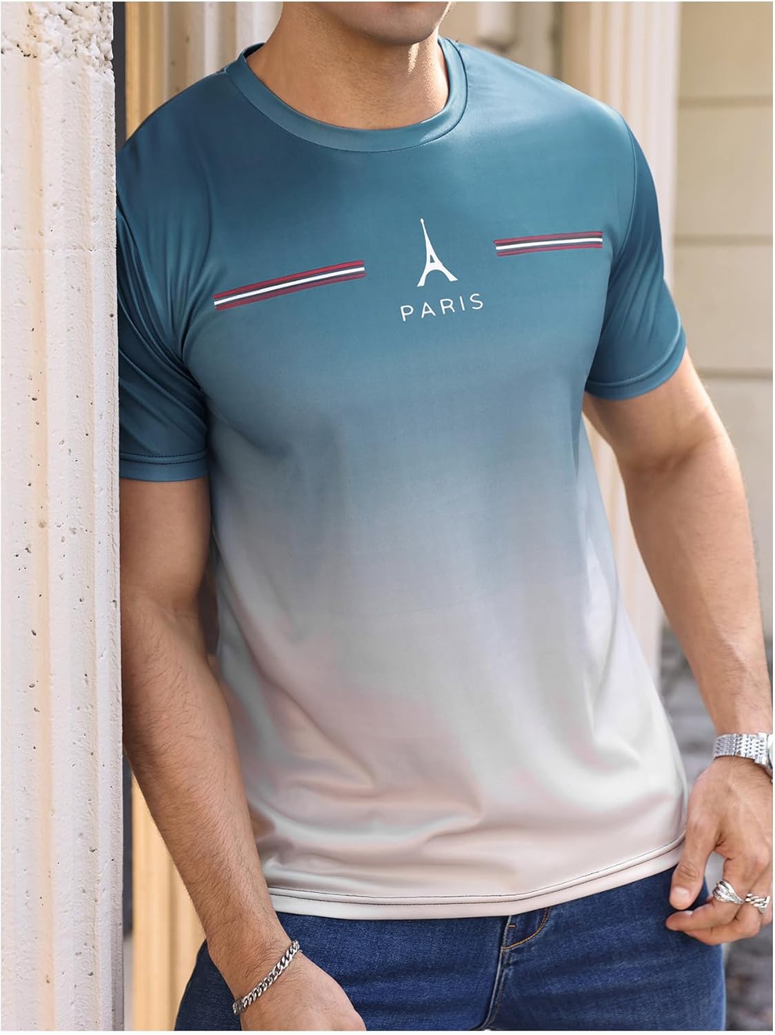 Men's Casual Regular Fit Striped Shirt Stylish Short Sleeve Crew Neck Summer Tee Shirts Going Out - Image 6