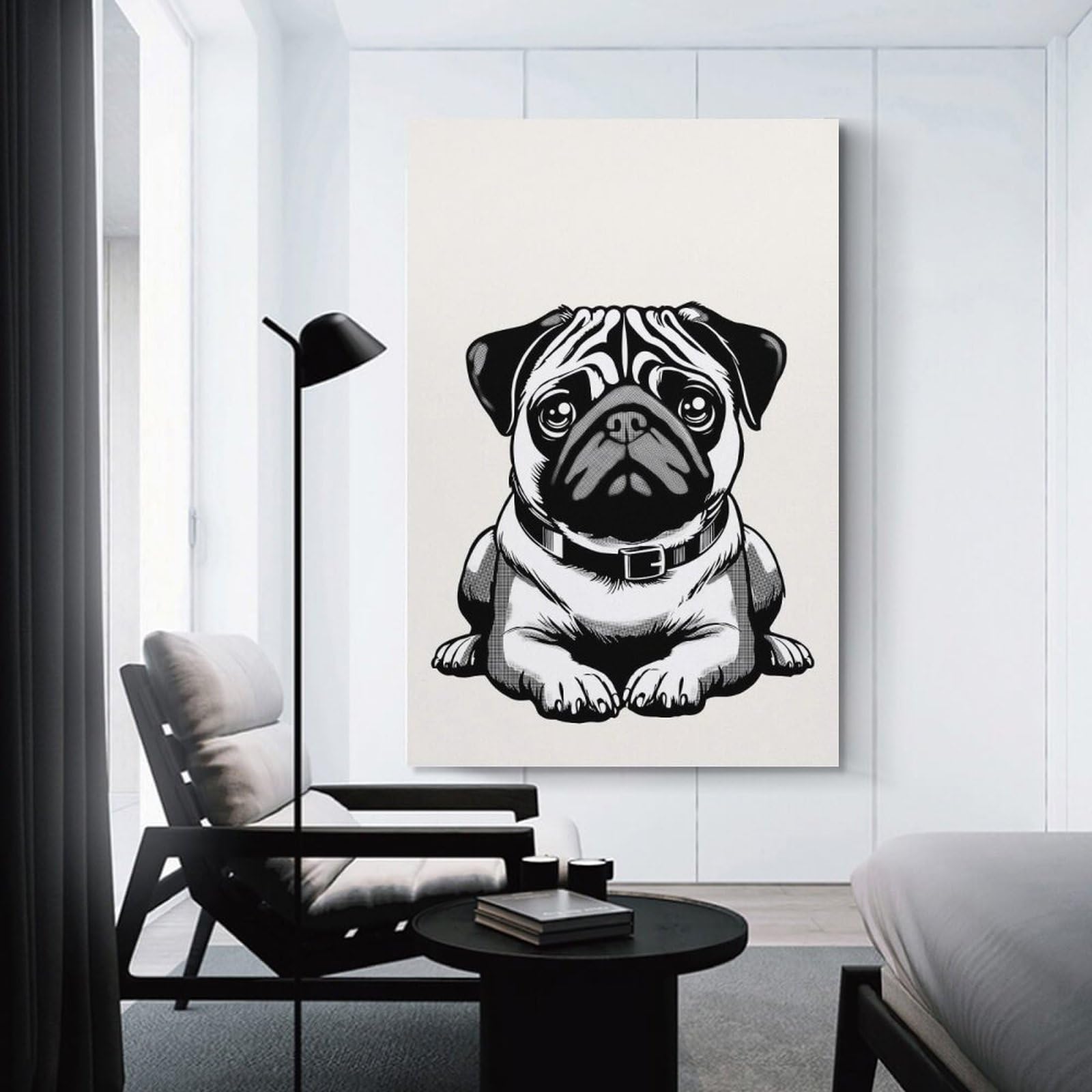Junmoney Pug(2) Room Decor Wall Art 12x18inch(30x45cm), for Wall Displays, Bedrooms Or Room Updates, Ideal for Building A Coordinated Art Wall
