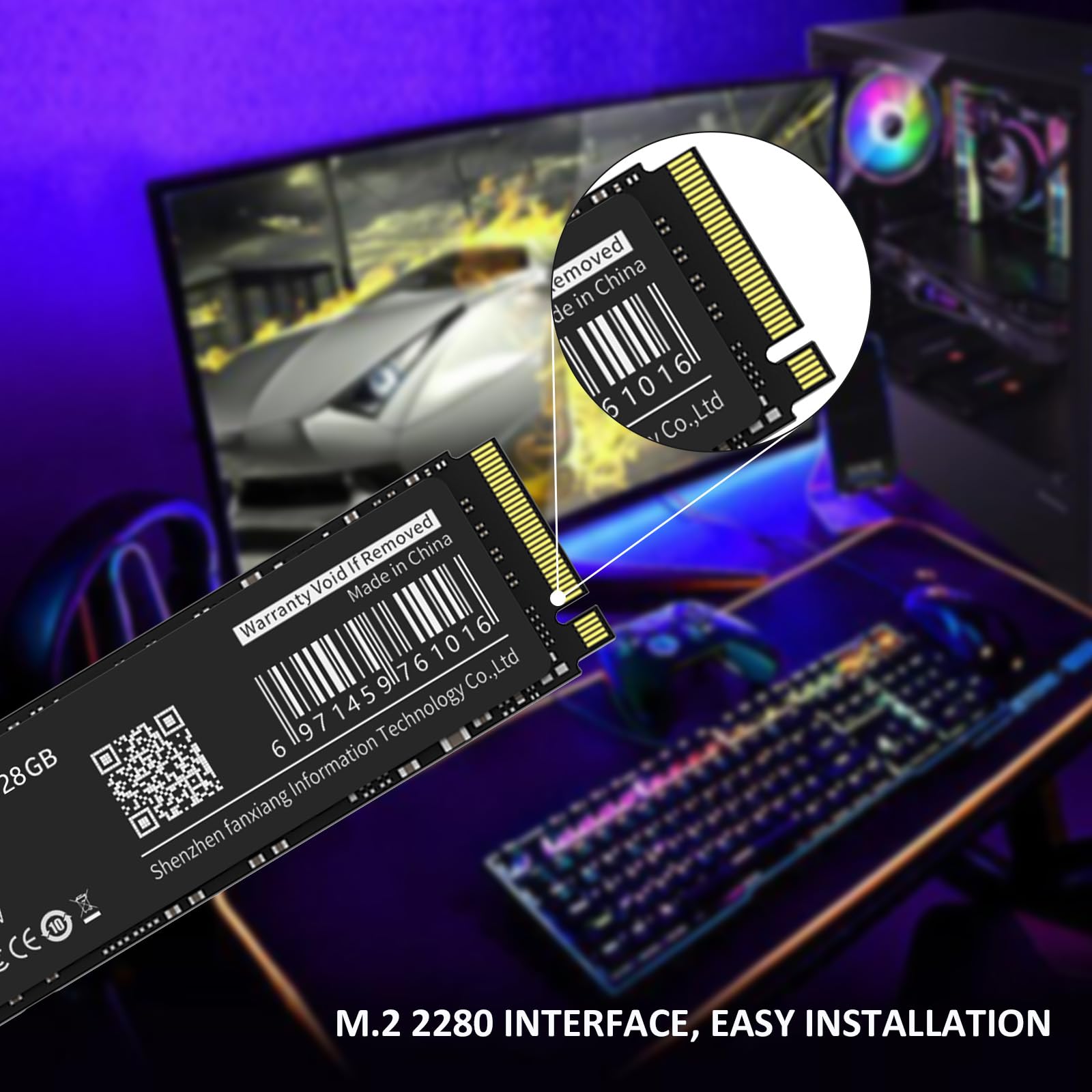 fanxiang M.2 SSD 128GB, PCIe Gen3.0 x4 2280, hasta 1200 MB/s de Lectura，SSD NVMe de 128 GB con Pasta térmica de grafeno，Ordenador Portátil y de Sobremesa, Disco Duro Interno