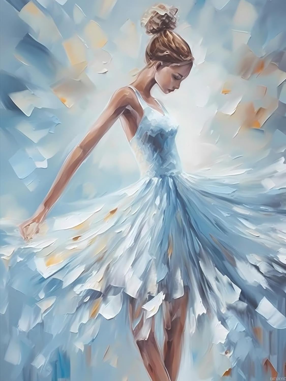 EATUKYIC 5D DIY White Ballerina Dancing Diamond Art Diamond Dots Full Drill for Home Wall Decor Gift Dance Diamond Painting Kits for Adults gem Art 12x16 inch