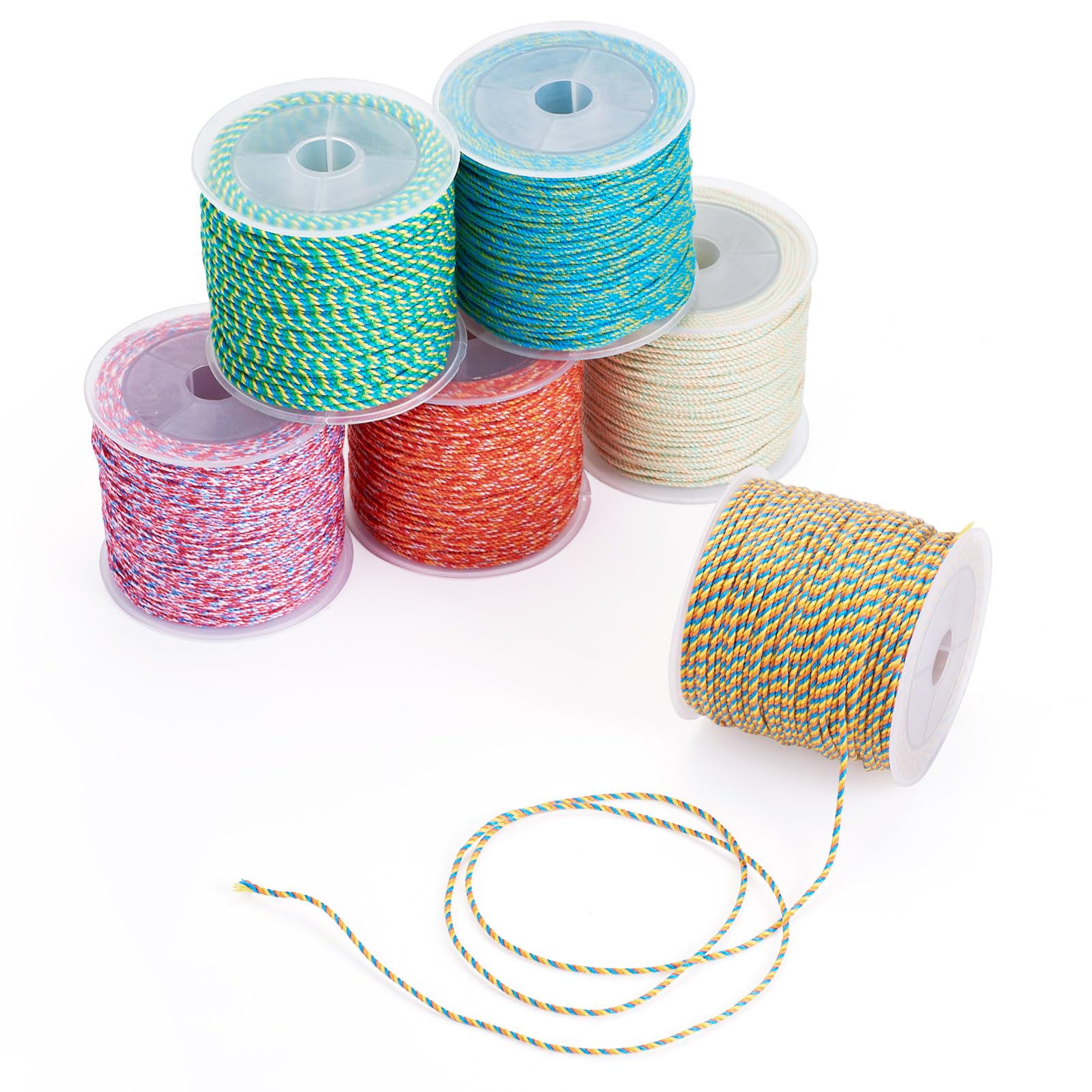 Spritewelry 6 Rolls 1mm Braided Cord Thread Colorful Polycotton Twine Macrame Cord Round Beading String for DIY Crafts Bracelet Necklace Jewelry Making - Image 3