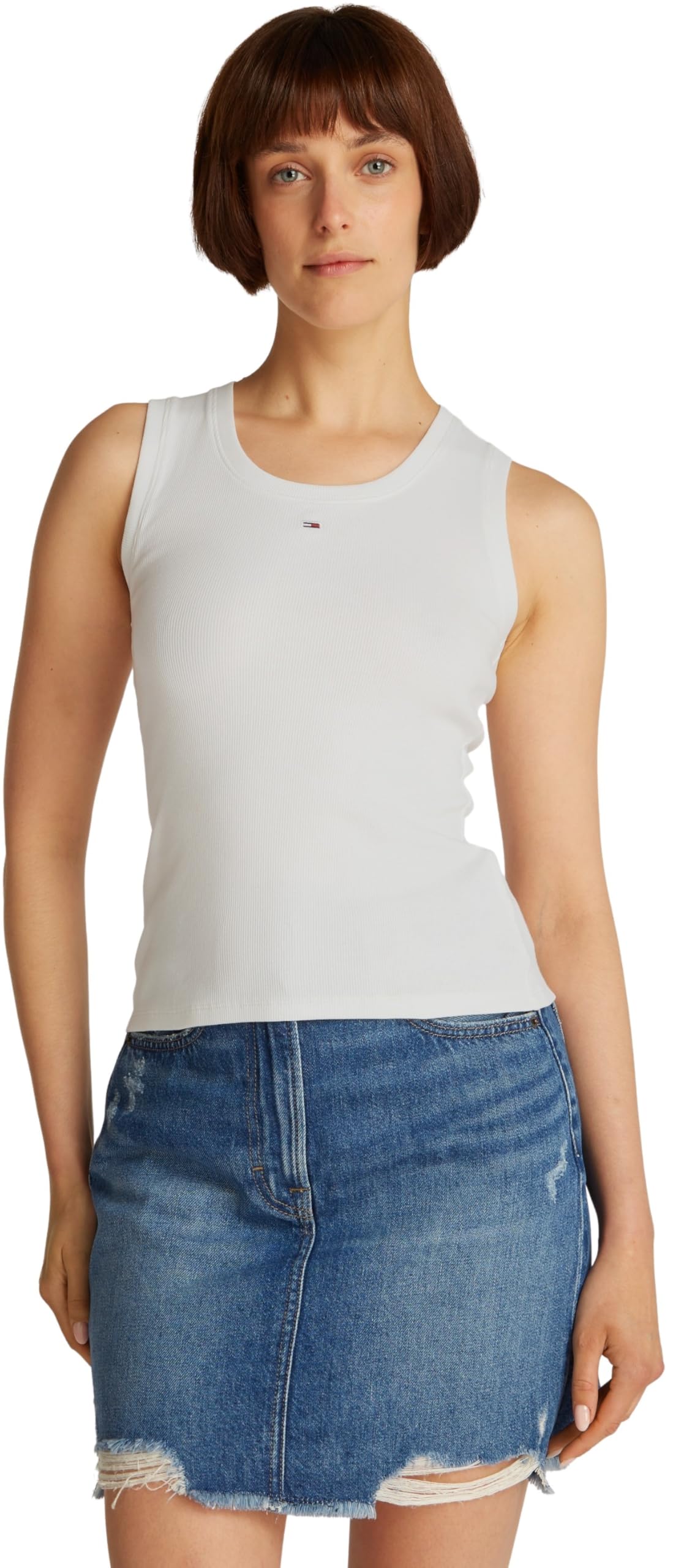 TOMMY JEANS Women’s Essential Rib Slim Fit Tank Top, White (Ecru), 4XL