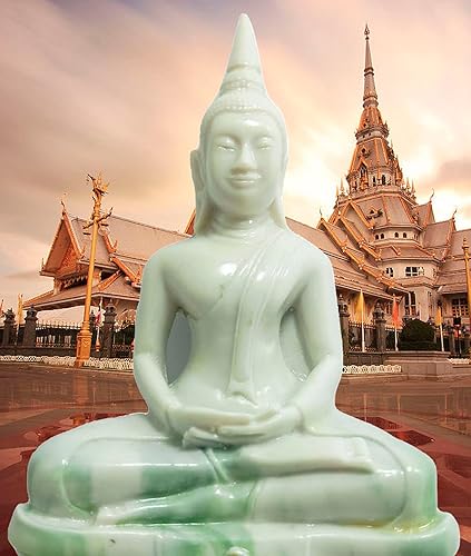 Miniatura 5 de BUDDHO Estatua de Buda Sothorn de mármol blanco de 6 pulgadas de alto. Estatua de Buda tailandés sentada para decoración del hogar, decoración