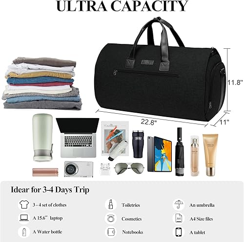 Miniatura 3 de Zalupri - Bolsas de ropa convertibles con correa para el hombro, 2 en 1 para colgar, bolsa de lona para hombres y mujeres