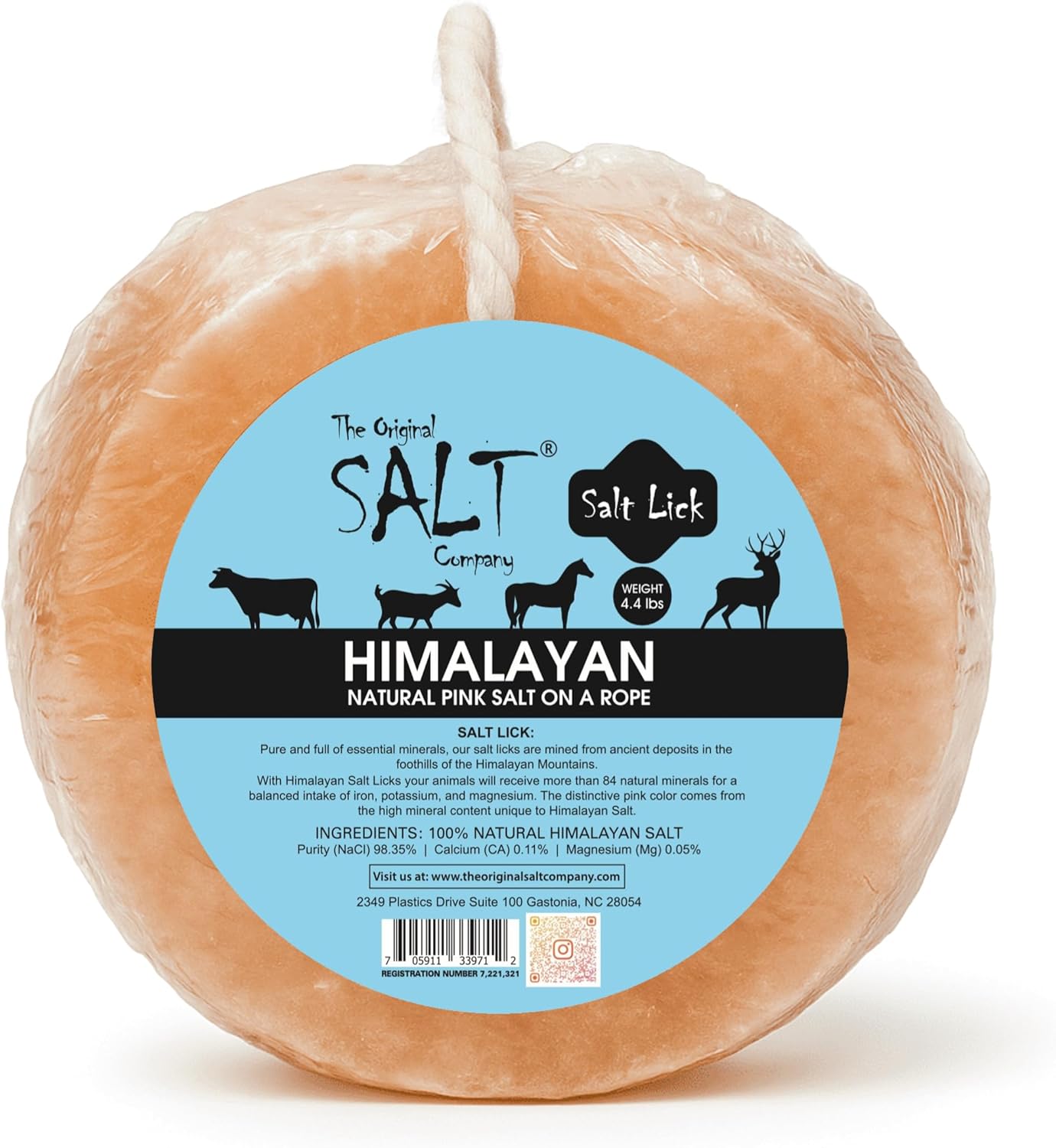 Himalayan Salt Lick for Horses & Livestock – 4 Pack (4.4 lb Each) | 100% Natural Pink Salt on Rope | Supports Hydration, Digestion & Overall Wellness (4)