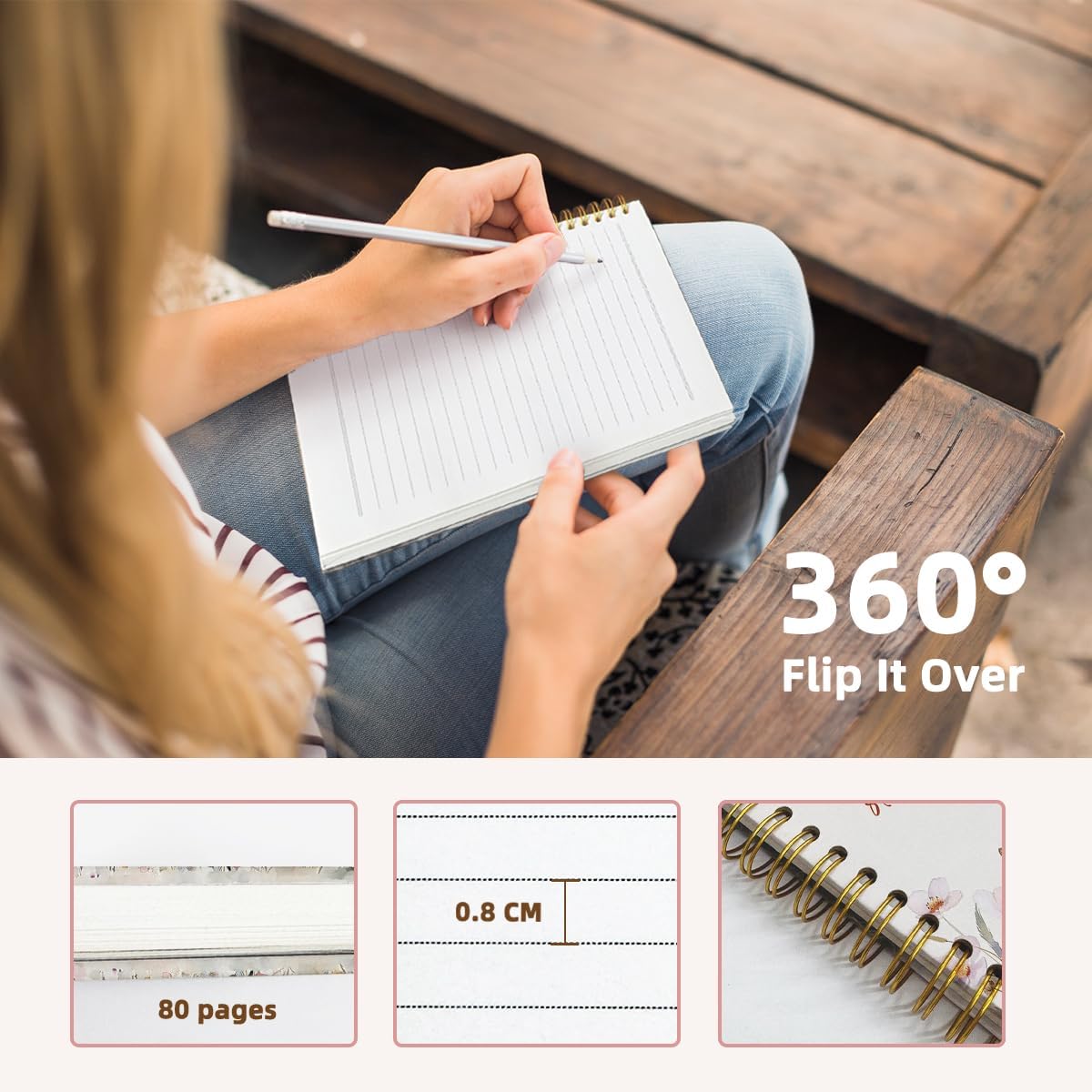 Floral Christian Notebook Journal for Women, Prayer Journal, She is Clothed with Strength and Dignity Bible Notebooks for Note Taking, Bible Journaling Notebook, Spiral Notebook 5.5x8.3 Inch - Image 4