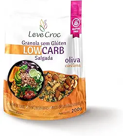 Granola Low Carb Salgada Oliva e Cúrcuma 200g - Leve Croc - Sem Glúten