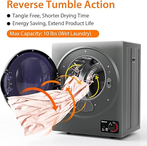 Miniatura 3 de ARLIME Secador de ropa compacto, secador de ropa portátil de 1.6 pies cúbicos con 4 modos de secado automático, pequeño secador de ropa eléctrico