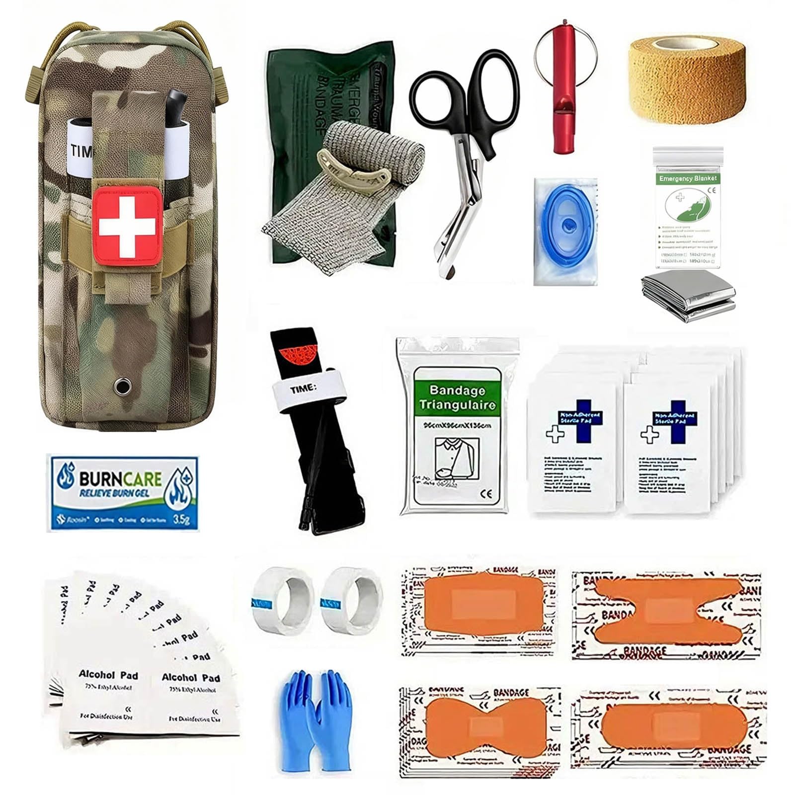 Kit Di Pronto Soccorso E Traumatologia IFAK Con Laccio Emostatico, Benda Israeliana Da 4 Pollici, Stecca, Kit Di Pronto Soccorso Tattico Per Auto, Campeggio, Escursionismo E Viaggi