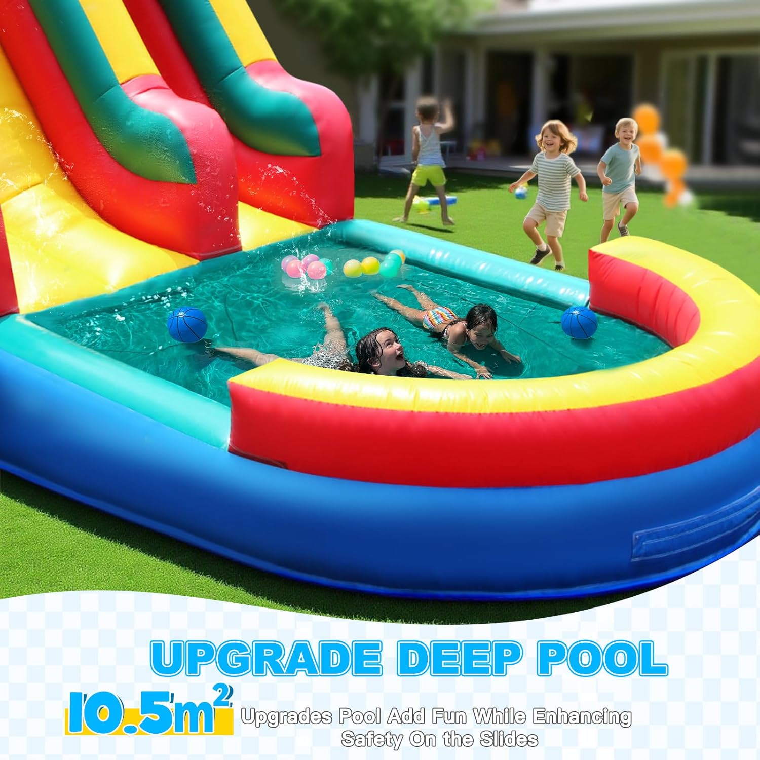Giant Commercial Inflatable Grade Water Slide Swimming Pool, 100% PVC Big Waterslide with Blower, Airtight Water Pool, 21x9x12FT, Wet Dry Use, Summer Fun Colorful