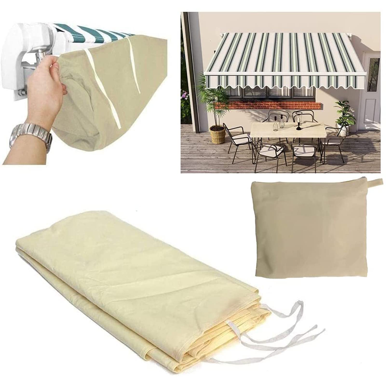 Custodia Impermeabile per Tenda da Sole da Patio, Copertura Antipolvere, Copertura Impermeabile per Tenda Avvolgibile a Scomparsa in Terrazzo, per Tende Standard Manuale (5M / 16.4Ft)