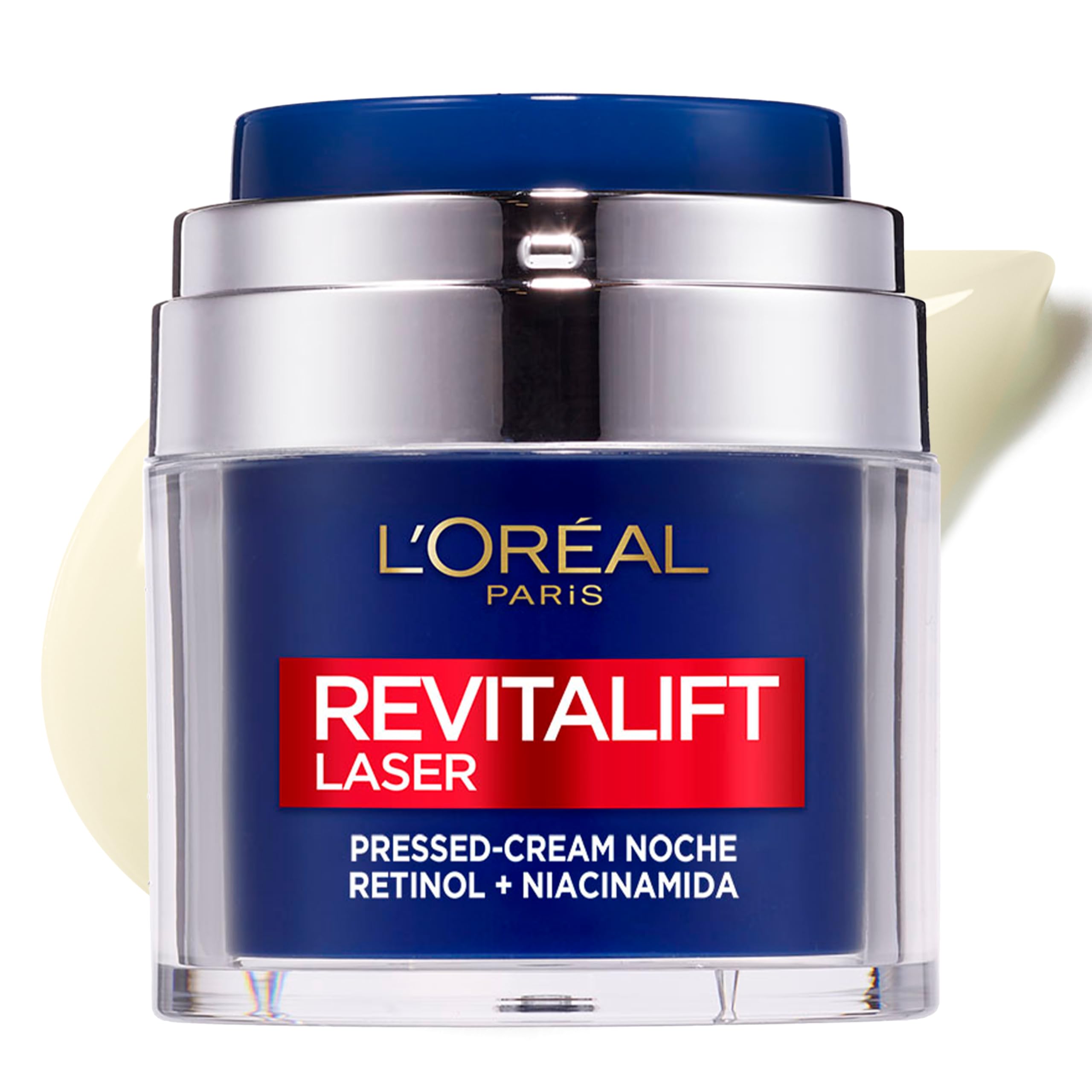 L'Oreal Paris Dermo Expertise Revitalift Laser Pressed Crema de Noche Con Retinol Y Niacinamida, 50 ml (Paquete de 1)