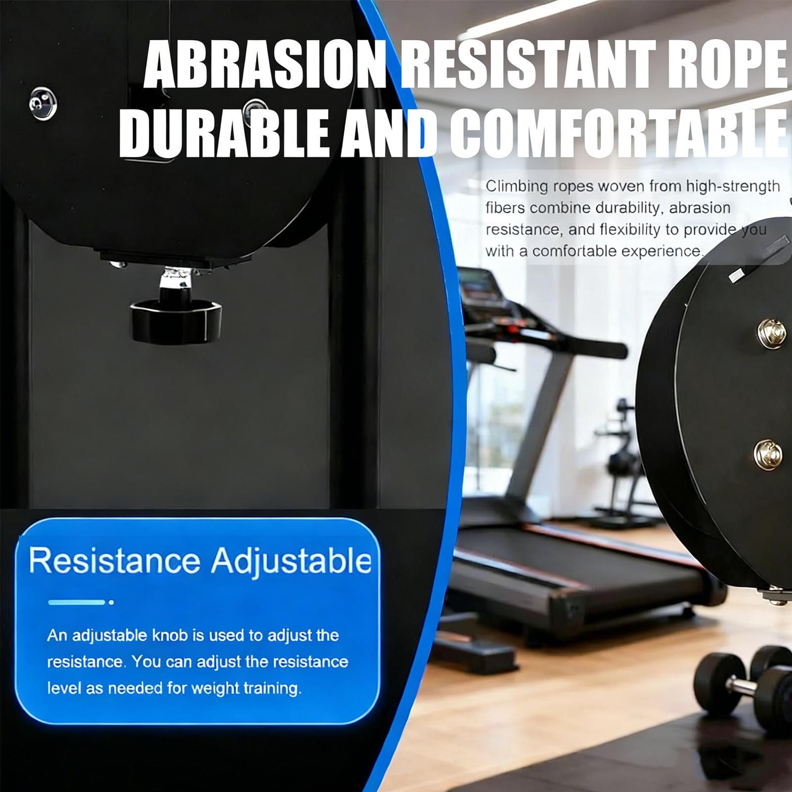 Entrenador De Cuerda Sin Fin | Siste-ma De Poleas De Cable PortáTil Con Resistencia Ajustable | MáQuina De Cuerda Para Escalar, Equipo De Gimnasio En Casa Para Ejercicios De Agarre, Brazos