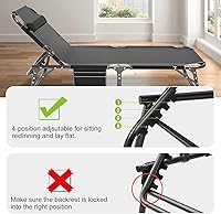 Vista 7 de LILYPELLE Tumbona plegable para exteriores con colchón, sillas reclinables ajustables de 5 posiciones para patio, perfectas para exteriores, tomar