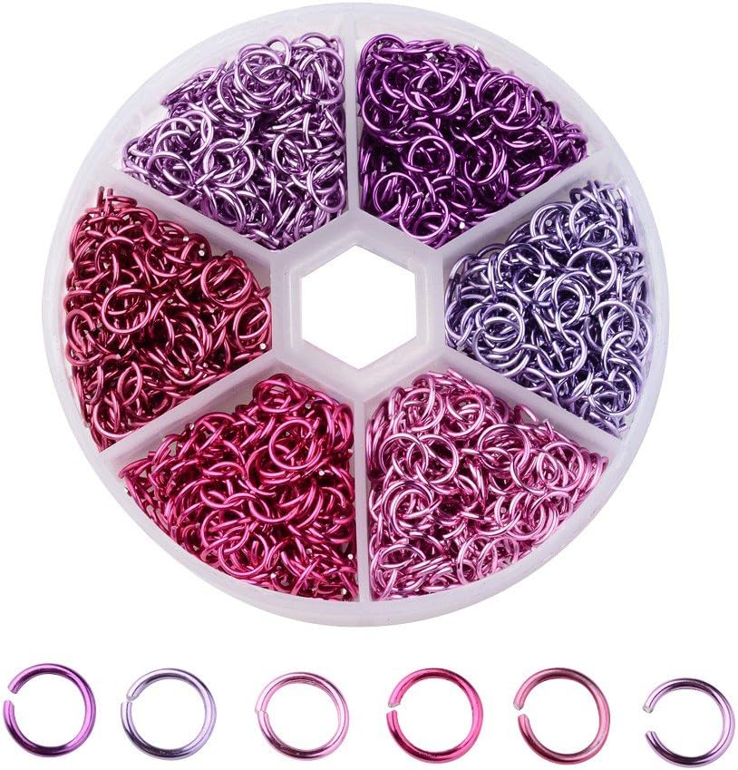 KISSITTY About 3200pcs 10mm Aluminum Wire Open Jump Rings Random Mixed Color for DIY Chainmail Jewelry Making (Inner Diameter: 8mm)