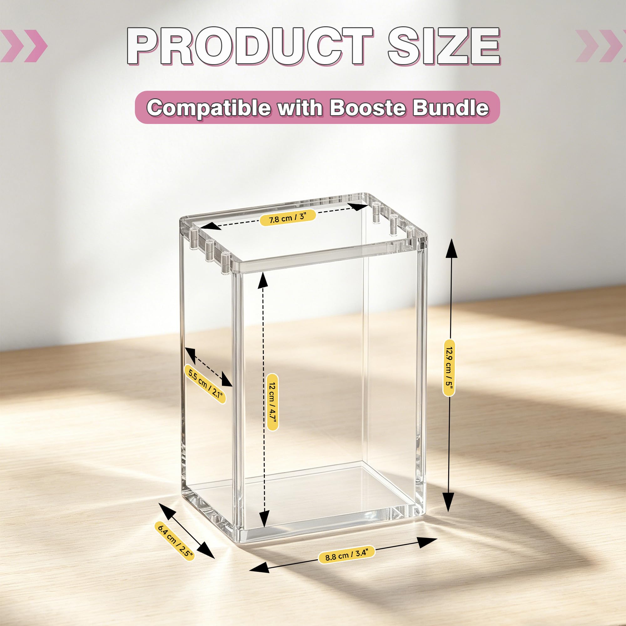 Boîte en Acrylique pour Booster Bundles, Magnétique 5 mm d'épaisseur, aucun assemblage nécessaire, Housse de Protection Empilable, Boîte de Rangement Offre un Stockage Sécurisé des Cartes