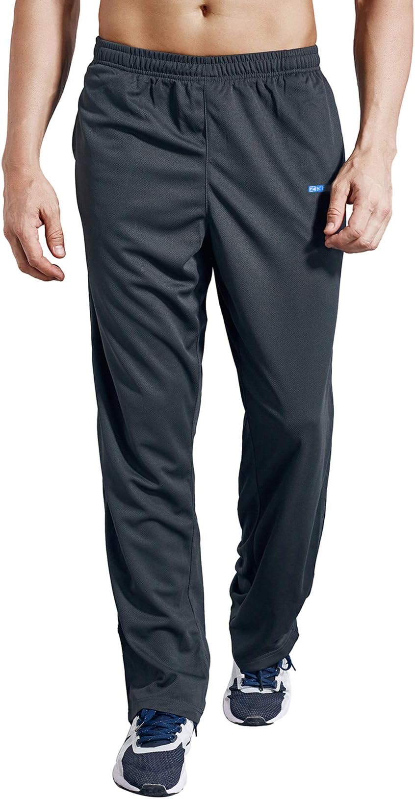 Men's Sweatpants with Zipper Pockets Open Bottom Athletic Pants for Jogging, Workout, Gym, Running, Training