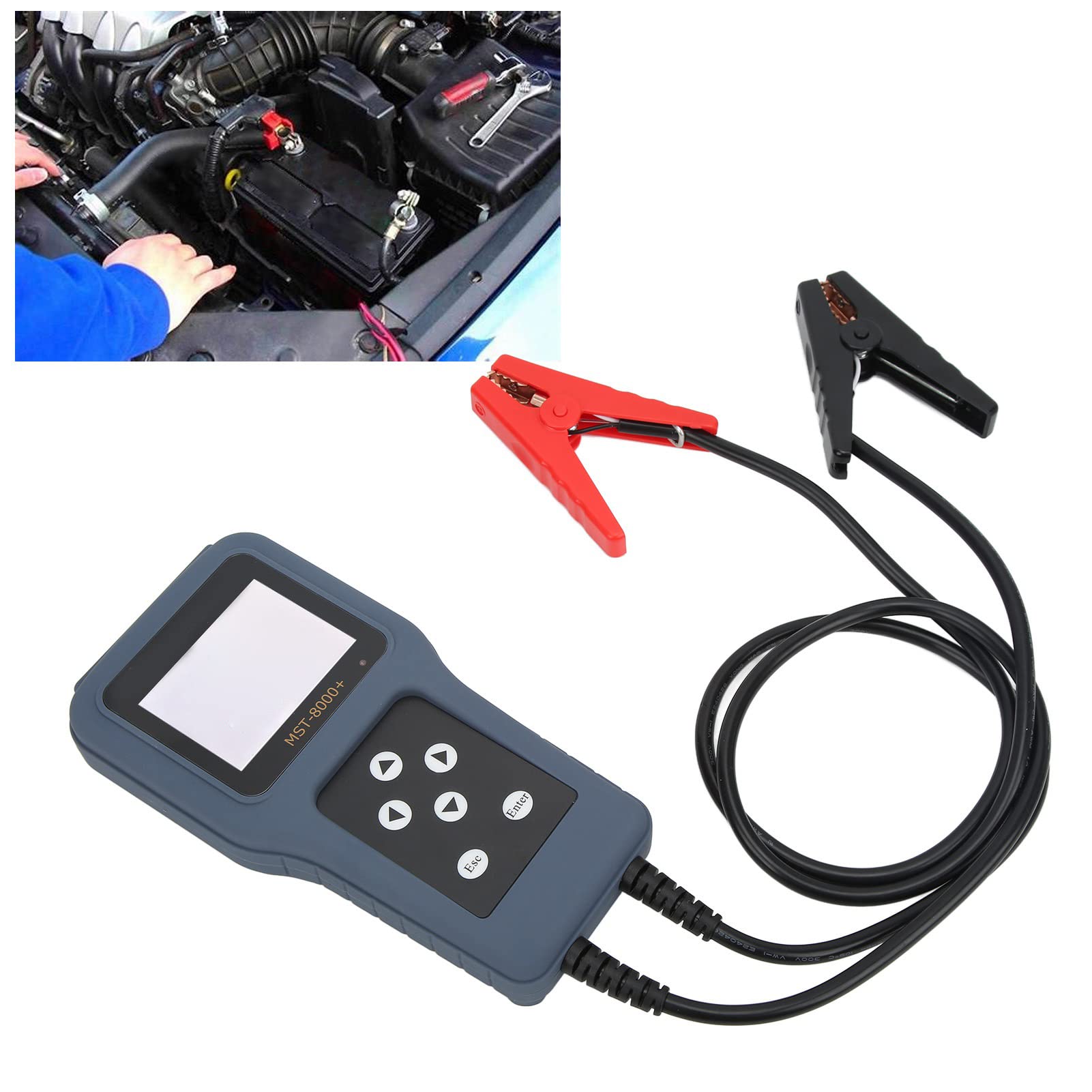 Ejoyous Batterietester ABS Digitaler Batterieanalysator 12V 24V 100 Bis 1700 CCA 3,2-Zoll-TFT-Bildschirm Testet Batterie-Startladesysteme für Autowerkstätten, Mechaniker