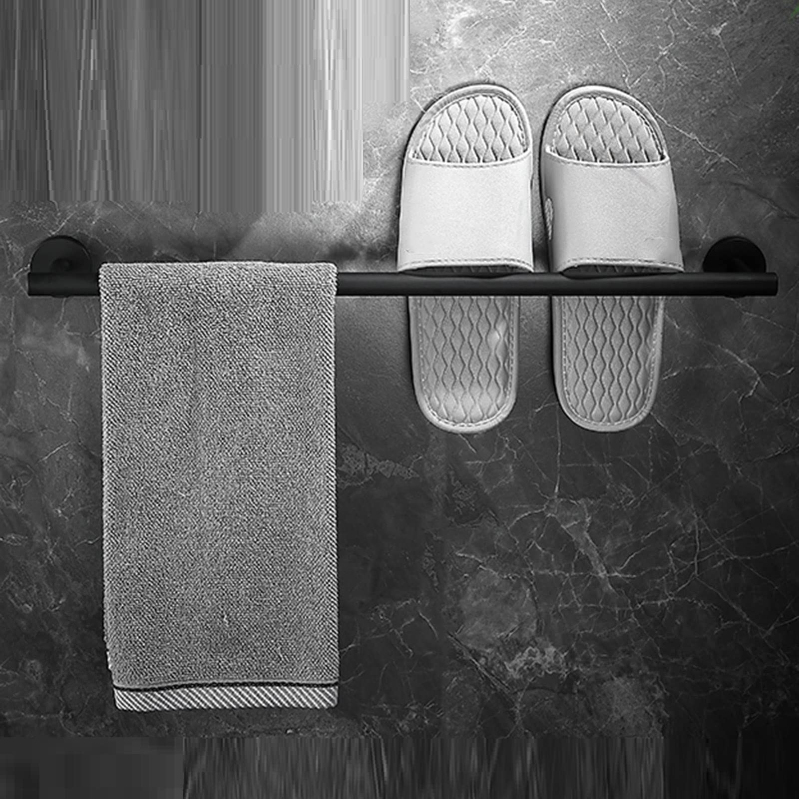 Toallero para baño Toallero Negro Montado en la pared sin taladro Toallero Autoadhesivo de Acero inoxidable para baño, 40 cm