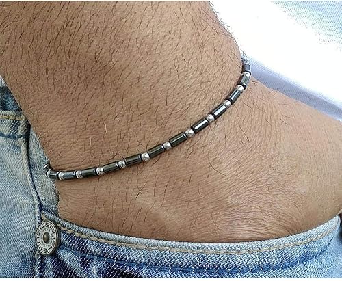 Miniatura 5 de Pulsera de cuentas pequeñas de hematita hecha a mano para hombre, color negro mate de energía, pulsera de terapia de piedra pequeña, regalo simple