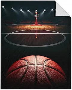Mercuryelf Basketball Throw Blanket - Soft, Fuzzy & Warm - 40x50 Inches Flannel Blankets for Travel, Office - Black Sports Throws Gift for Boys, Girls