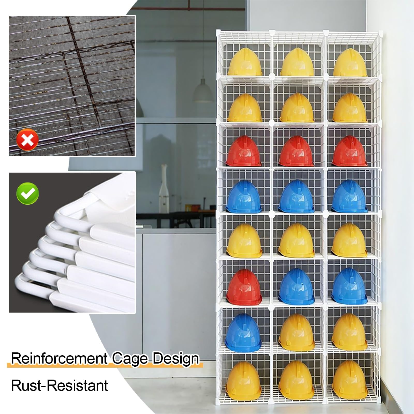 Cajas De Almacenamiento Apilables para Cascos De Seguridad, Soporte De Pie para Cascos, Estructura De Alambre De Hierro, para El Hogar O La Obra
