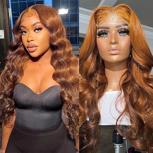 HD 13X4 Body Wave Wig #88J Cheap Wigs for Black Women Brown Ginger Color HD Transparent Lace Frontal Wig Body Wave Lace Front Wig Human Hair Glueless Wigs Human Hair With Baby Hair 180% Density