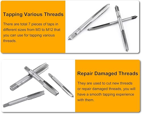Miniatura 4 de 7 unids métrico juego de roscas métricas acero HSS herramienta de corte de hilo espiral punta grifos M3 M4 M5 M6 M8 M10