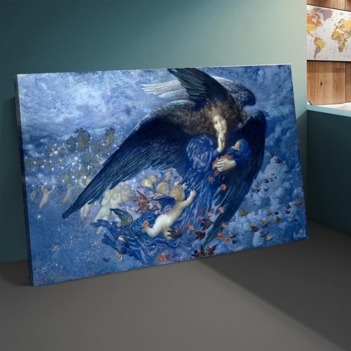 CHERHERART 'The Night with Her Train of Stars' płótno sztuka ścienna obraz kobiety i dzieci obraz na płótnie wydruki grafika do domu jadalni 50 x 90 cm