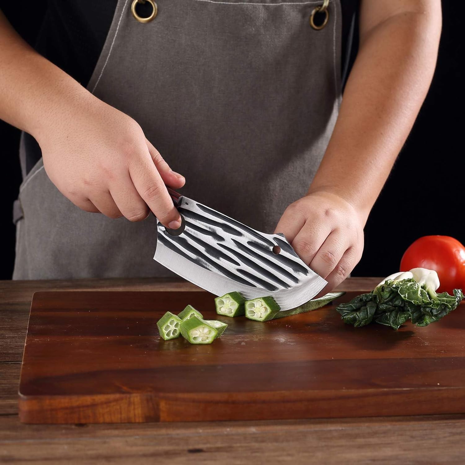 Butcher Knife Set with Bag， Meat Cleaver for Meat Cutting Processing High Carbon Steel, Hand Forged Butcher Chef Knives，Outdoor BBQ Camping Knife (5 butcher knife)